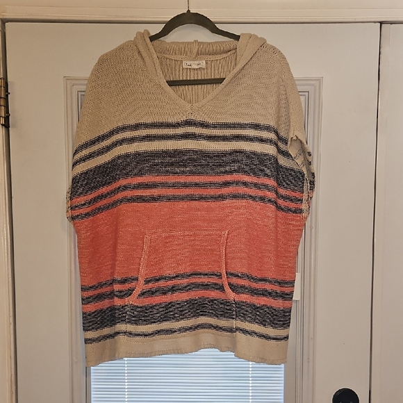 Cloud Chaser Bo Ho ✨️ Cream Knit Poncho Sweater Size M - Picture 2 of 8